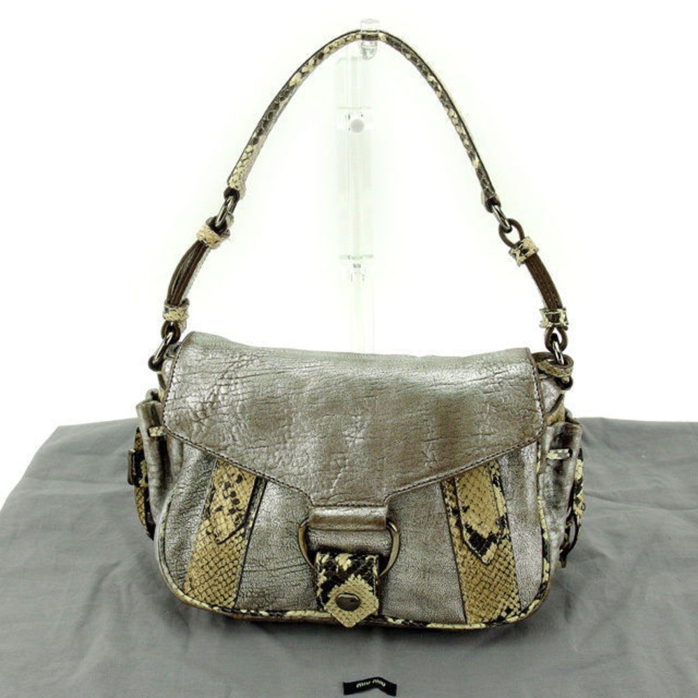 Miu Miu Python Leather Handbag Silver - image 1